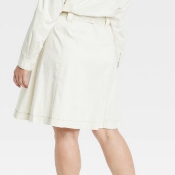 Pre loved Ava & Viv zip front cream long sleeve dress with tie 2X - Picture 2 of 7